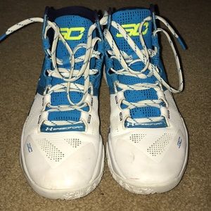 Blue/White Under Armour Basketball Shoes